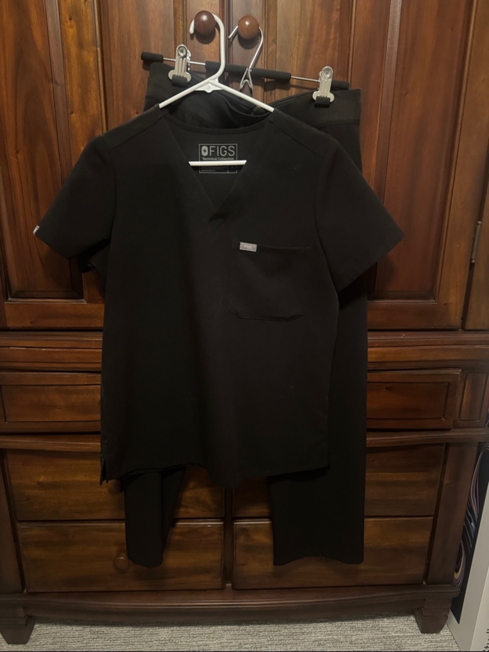 FIGS Black V-Neck Scrub Top and Straight Leg Pant